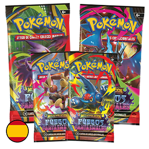 🔥🐉 Sobre de cartas Pokemon Megaevolución Fuegos Fantasmales con funda (castellano)👻🔥