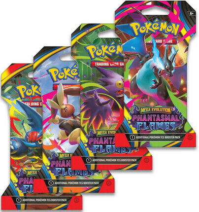 🔥🐉 Sobre de cartas Pokemon Megaevolución Fuegos Fantasmales con funda (castellano)👻🔥