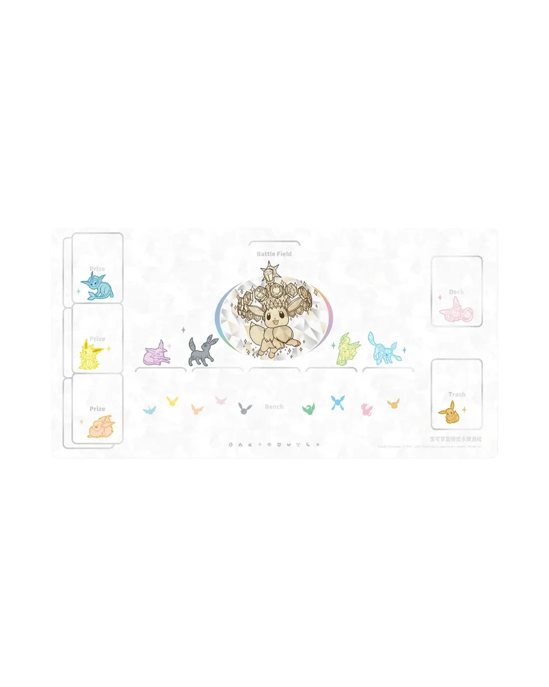 Alfombrilla de juego Pokekadh con diseño de cristal de Eevee y sus evoluciones para cartas coleccionables Pokémon
